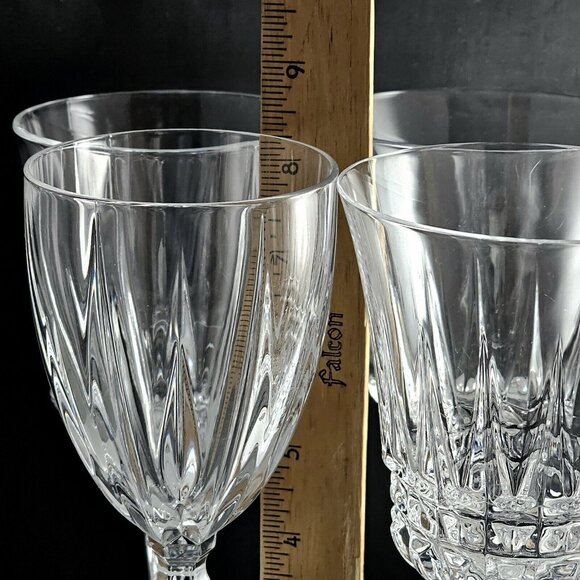 4pc Vintage Mismatched Crystal Wine Glasses approx 8" Assorted Clear Glassware - Picture 11 of 11